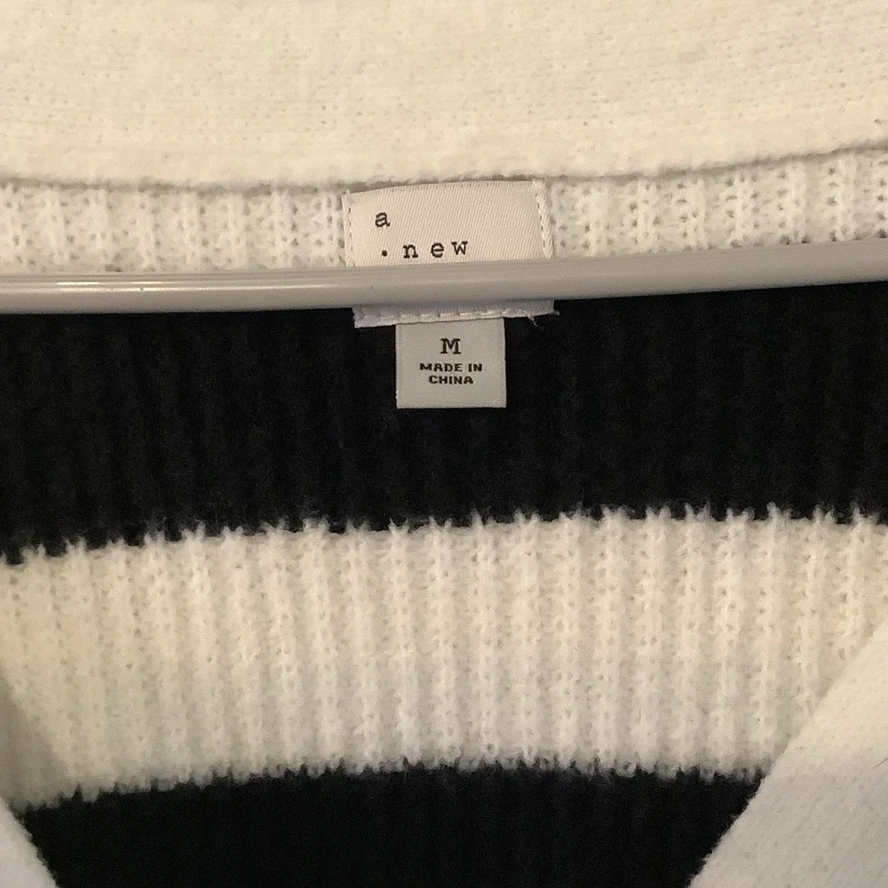 a new day Black and White Striped Cardigan with Heart Accent - Picture 4 of 6